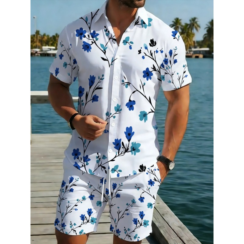 Printed Floral Shirt - Erkek Çiçek Desenli Kısa Kollu Gömlek