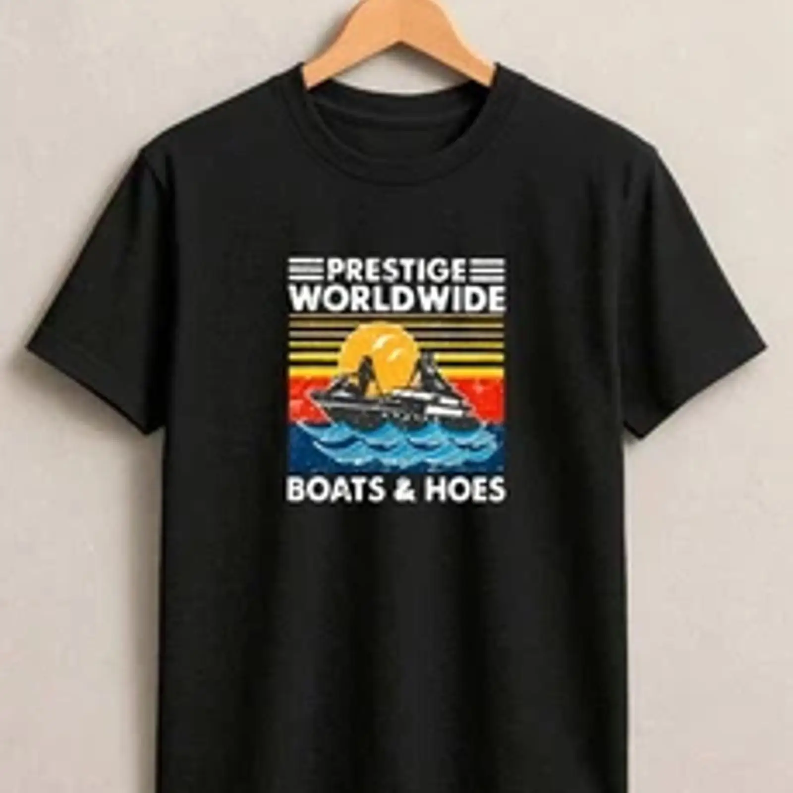 Vintage Yacht Fashion - Retro Yat Gün Batımı Tişörtü Tekne