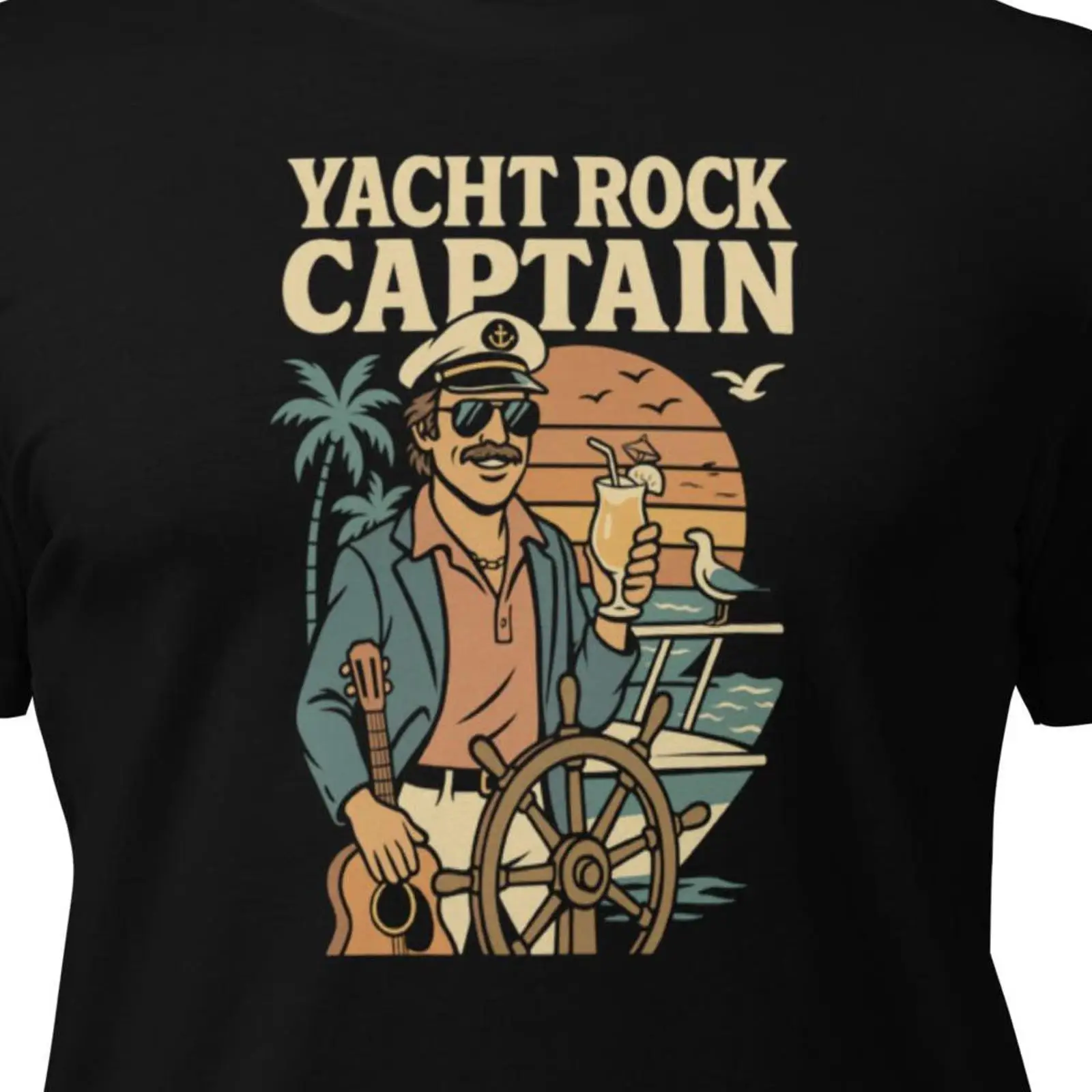 Vintage Yacht Fashion - Yacht Rock Kaptan Tişörtü Retro 70'ler