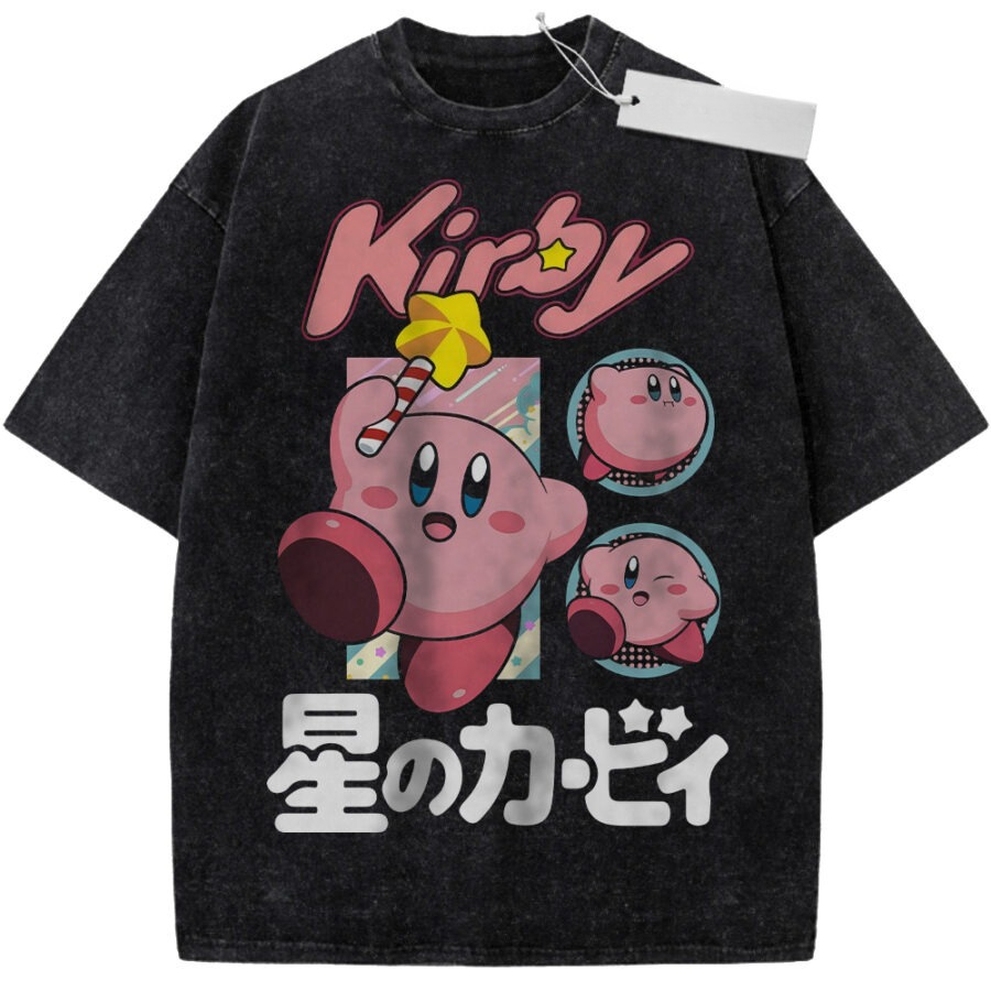 Fashion Y Vintage - Unisex Yıkanmış Siyah Vintage Tişört Kirby