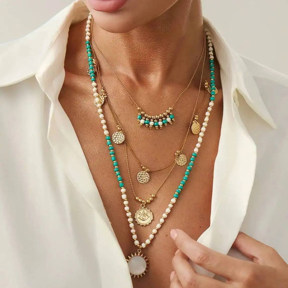 Z Vintage Fashion - IngeSight.Z 2 adet/takım Boho Etnik Yeşil
