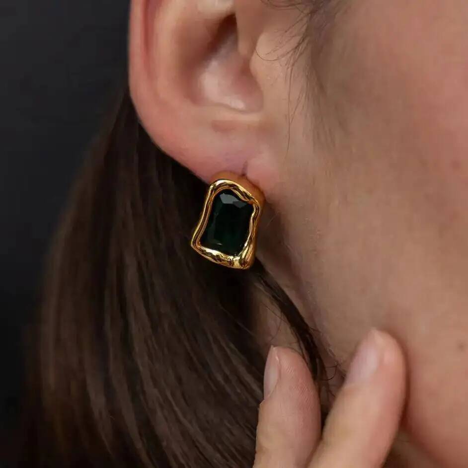 Z Vintage Fashion - IngeSight.Z Zarif Kare Zirkon 18K Altın