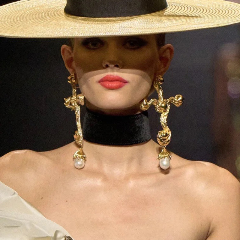 Vintage Fashion Jewelry Brands - Vintage Barok Tarzı Metal Alaşım Çapraz