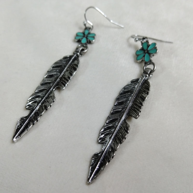 Vintage Fashion Jewelry Brands - Antik Gümüş Tüy Damla Küpe Vintage
