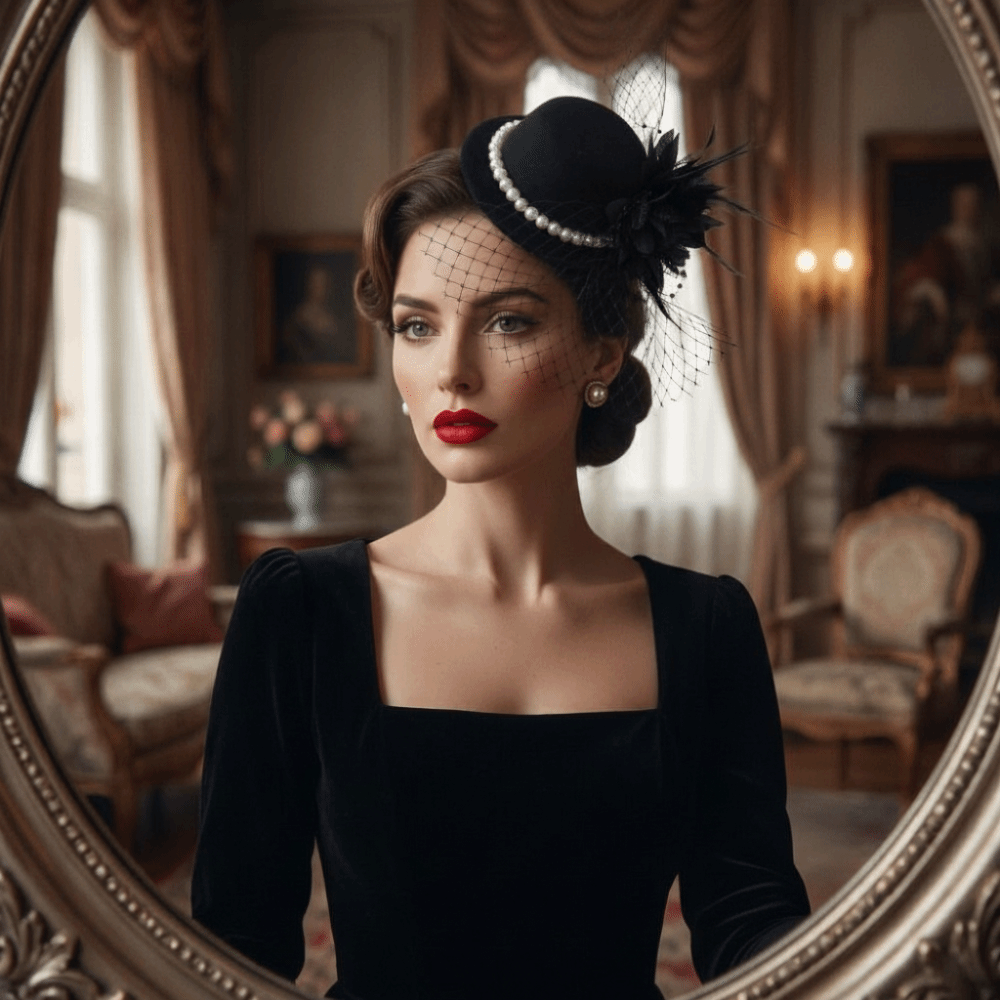 Vintage Fashion Photography - Moda Zarif Vintage Fascinator Şapka Zarif