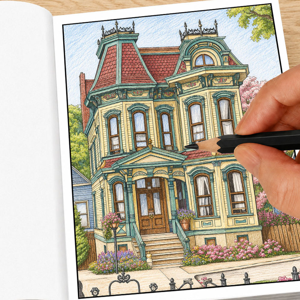 Victorian Houses Yetişkin Boya - Vintage Fashion Coloring Book incelemesi ve fiyatı