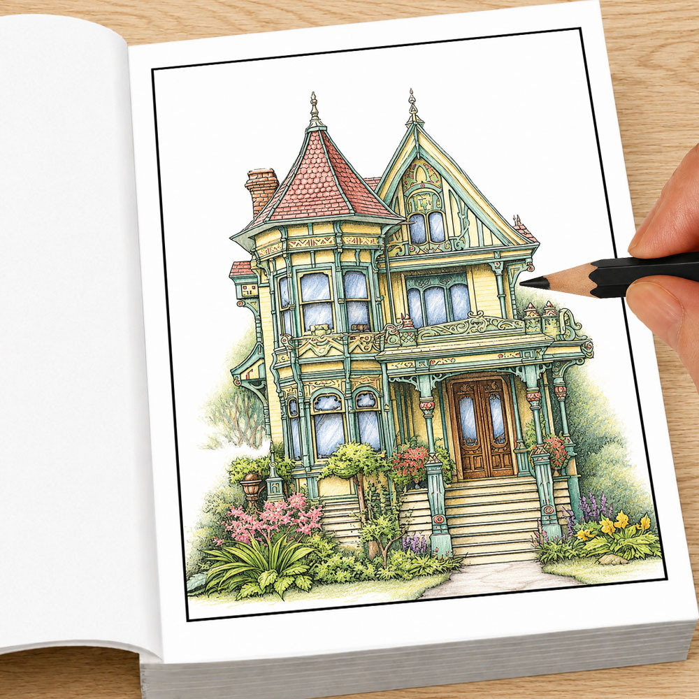 Victorian Houses Yetişkin Boya - Vintage Fashion Coloring Book incelemesi ve fiyatı