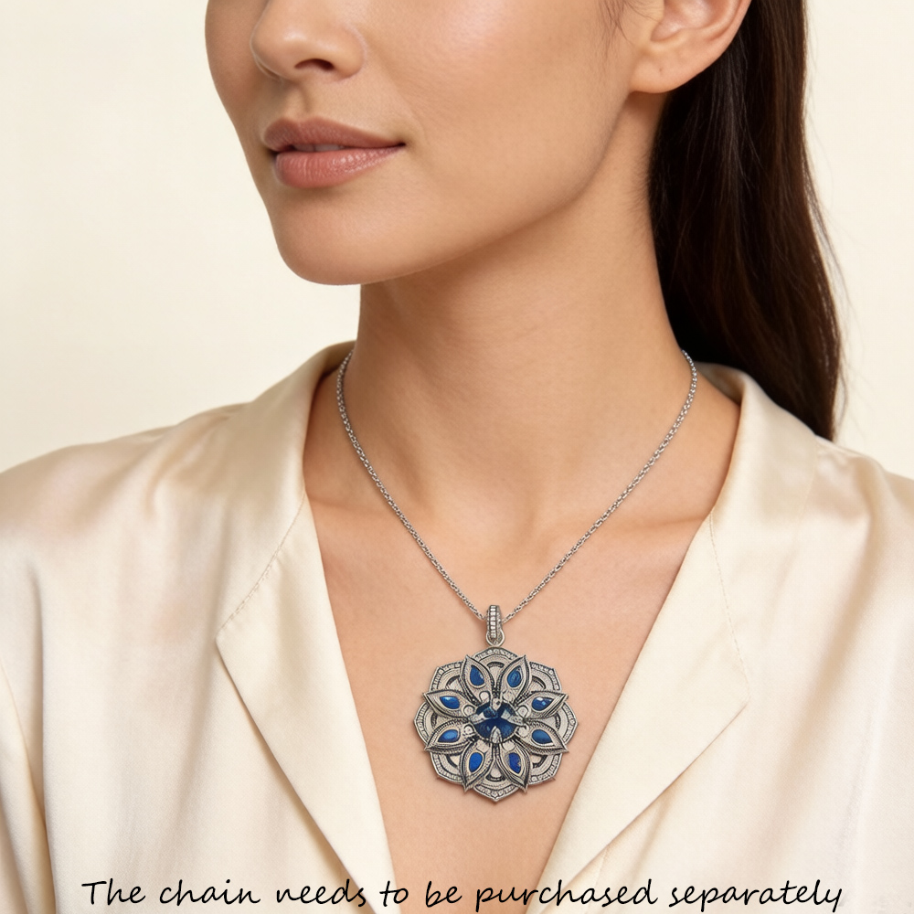 Kolye mavi Lotus çiçeği, marka - Vintage Fashion Jewelry Brands incelemesi ve fiyatı
