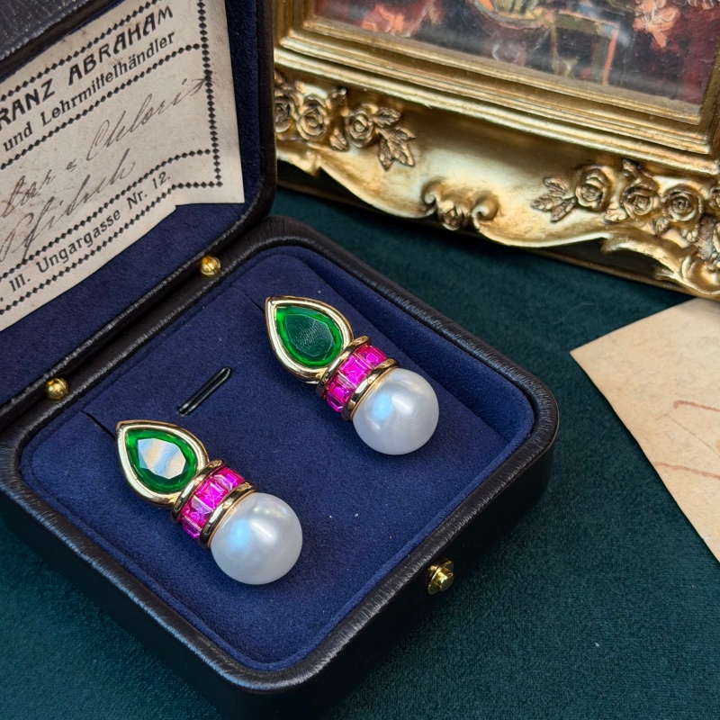 Vintage Yeşil Cam Pembe Zirkon - Vintage Fashion Jewelry Brands incelemesi ve fiyatı