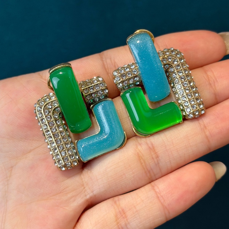 Vintage Mavi Cam Yeşil Geometr - Vintage Fashion Jewelry Brands incelemesi ve fiyatı
