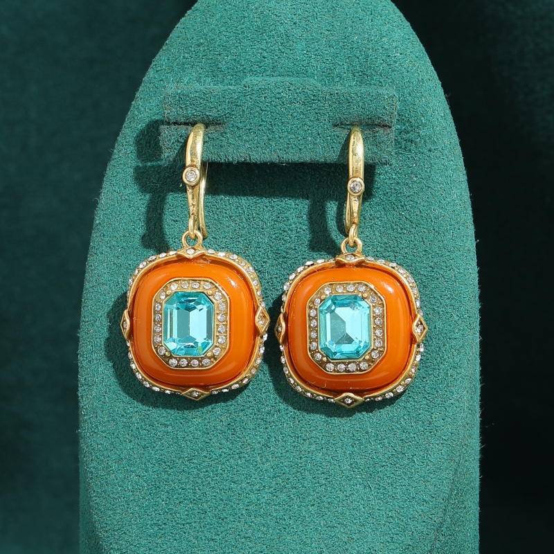 Vintage Mavi Kristal Turuncu C - Vintage Fashion Jewelry Brands incelemesi ve fiyatı