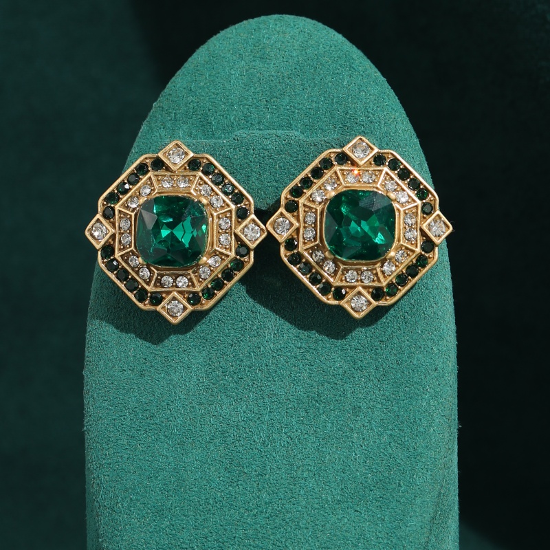 Vintage Kare Zümrüt Kristal Kü - Vintage Fashion Jewelry Brands incelemesi ve fiyatı